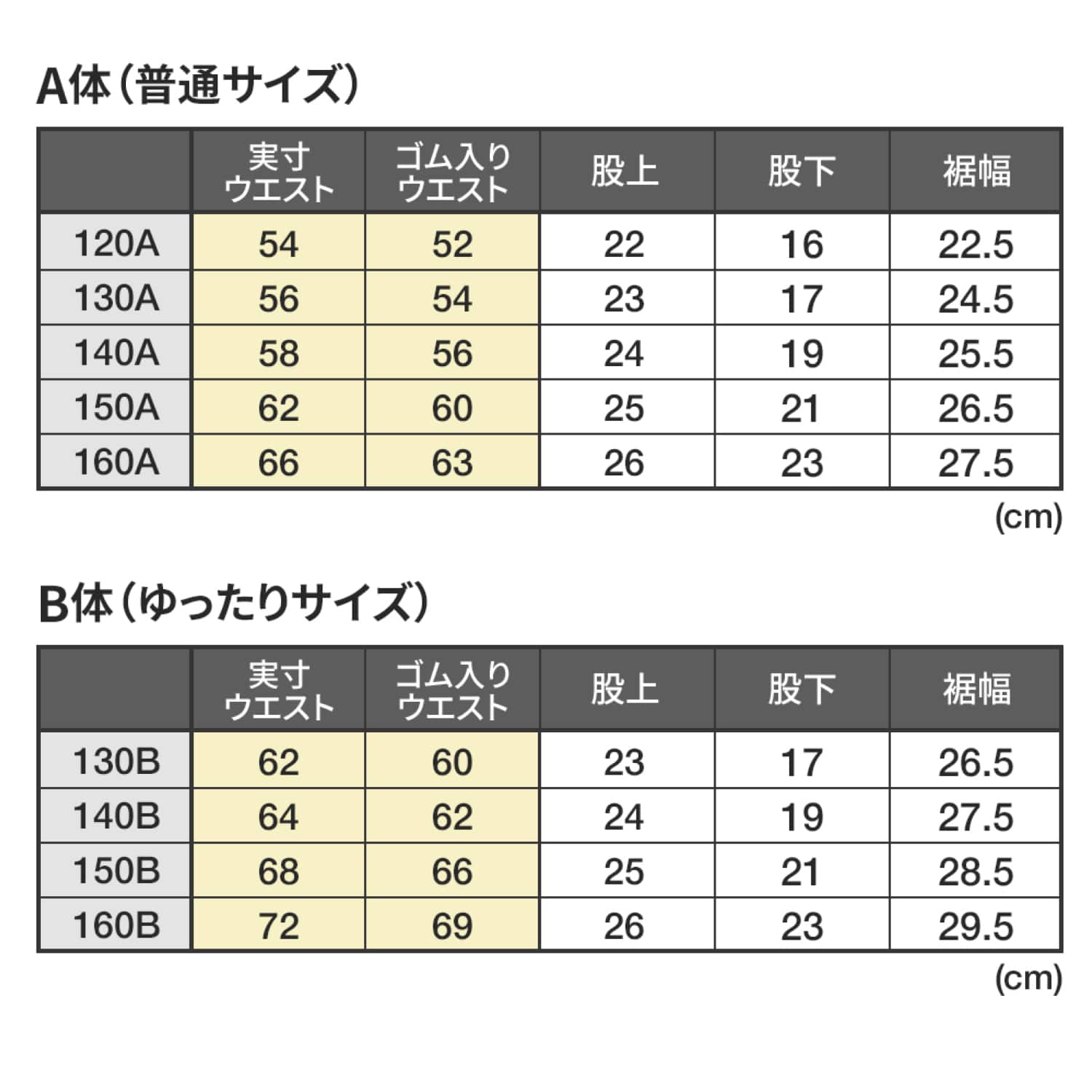 サイズ表