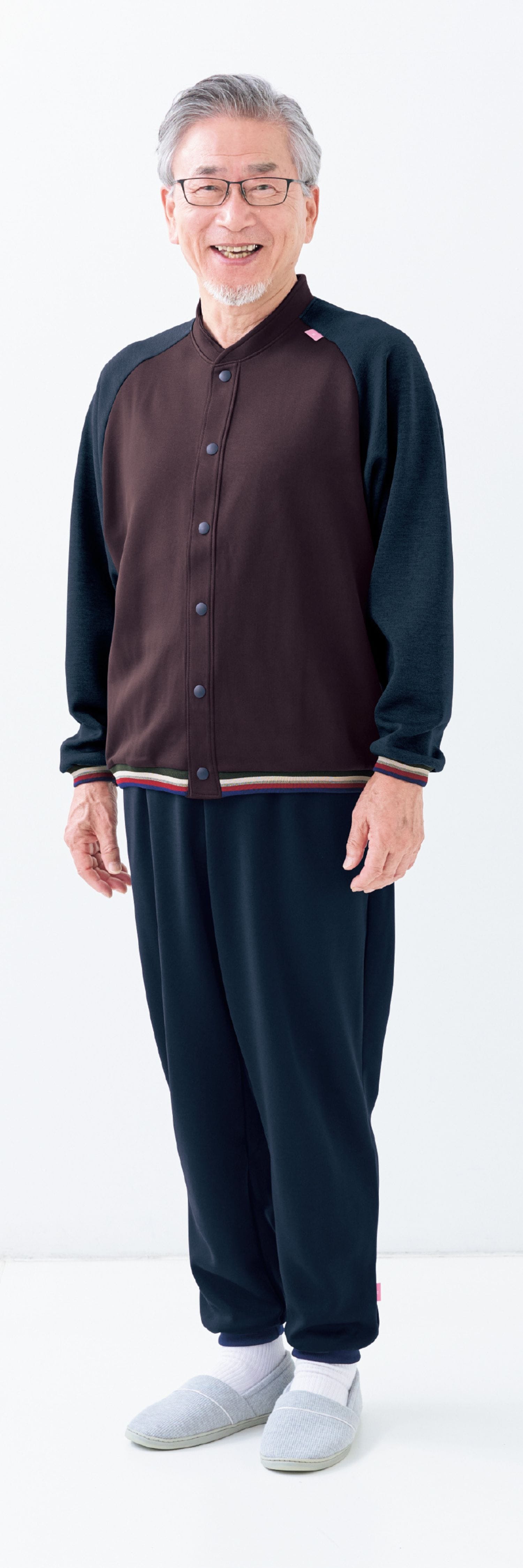 PG ネイビー半袖シャツ POM40 ギンガムサッカースキッパーカラー7分袖シャツ(71643801-2024