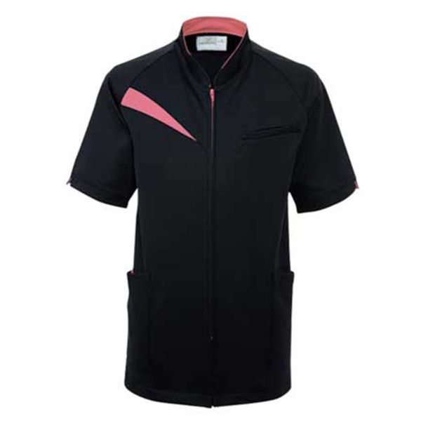 【男女兼用】ケアワークシャツ（介護士向け）ストレッチ素材・ブラックカラー