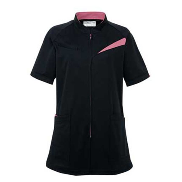 【レディス】ケアワークシャツ（介護士向け）ストレッチ素材・ブラックカラー