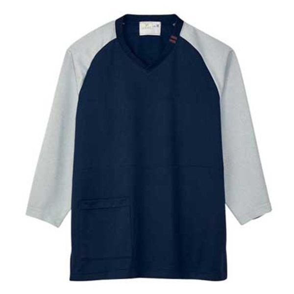 【男女兼用】検診用シャツ（人間ドッグ／健診ウエア）胸当て二重・ カブリタイプ・ ポケット付