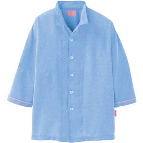男女兼用 前開きシャツ リハビリ 入院患者向け 通年 やわら着ニット  ストレッチ素材 キラク