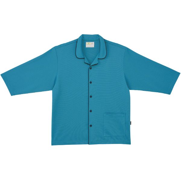 【男女兼用】前開きシャツ（リハビリ／入院患者向け）ポケット付き・七分袖・清涼素材・軽量素材