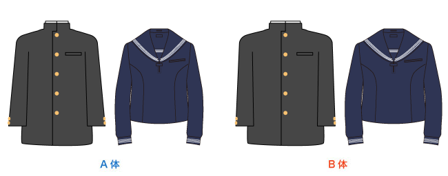 男子の制服は、一般に市販されている学生服とその学校オリジナルの制服とがあります。